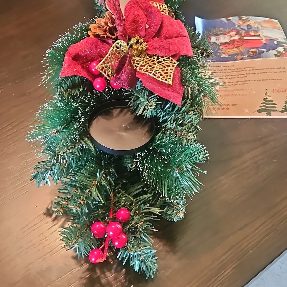 🎄Brightown Festive Holiday Centerpiece with Red Poinsettias